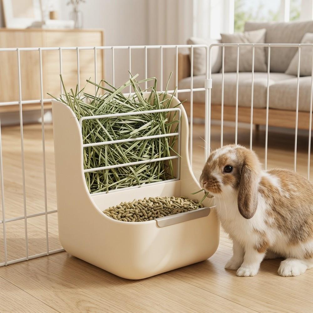 Cage Accessories 2 in 1 Hay Feeder Indoor Use Fixed Grass Rack Rabbit Hay Rack Chew-Proof Anti-Tip Small Animal Feeder Rabbits