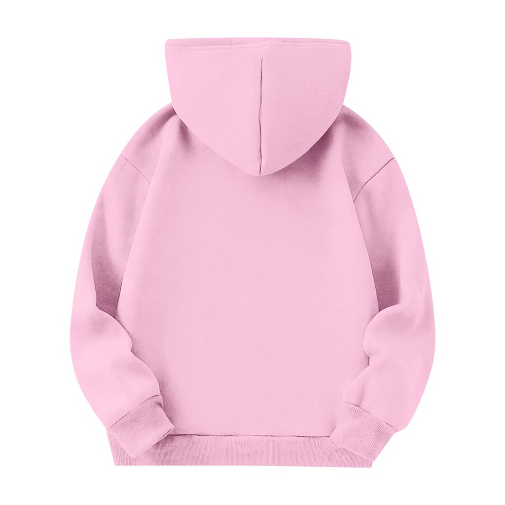 Kids Long Sleeve Pullover Hoodie with Loose Fit Letter Print and Pockets