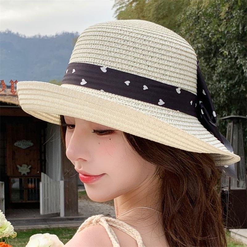 Straw Hat Women's New Summer Elegant Bow Straw Hat Seaside Beach Sunshade Sun Hat