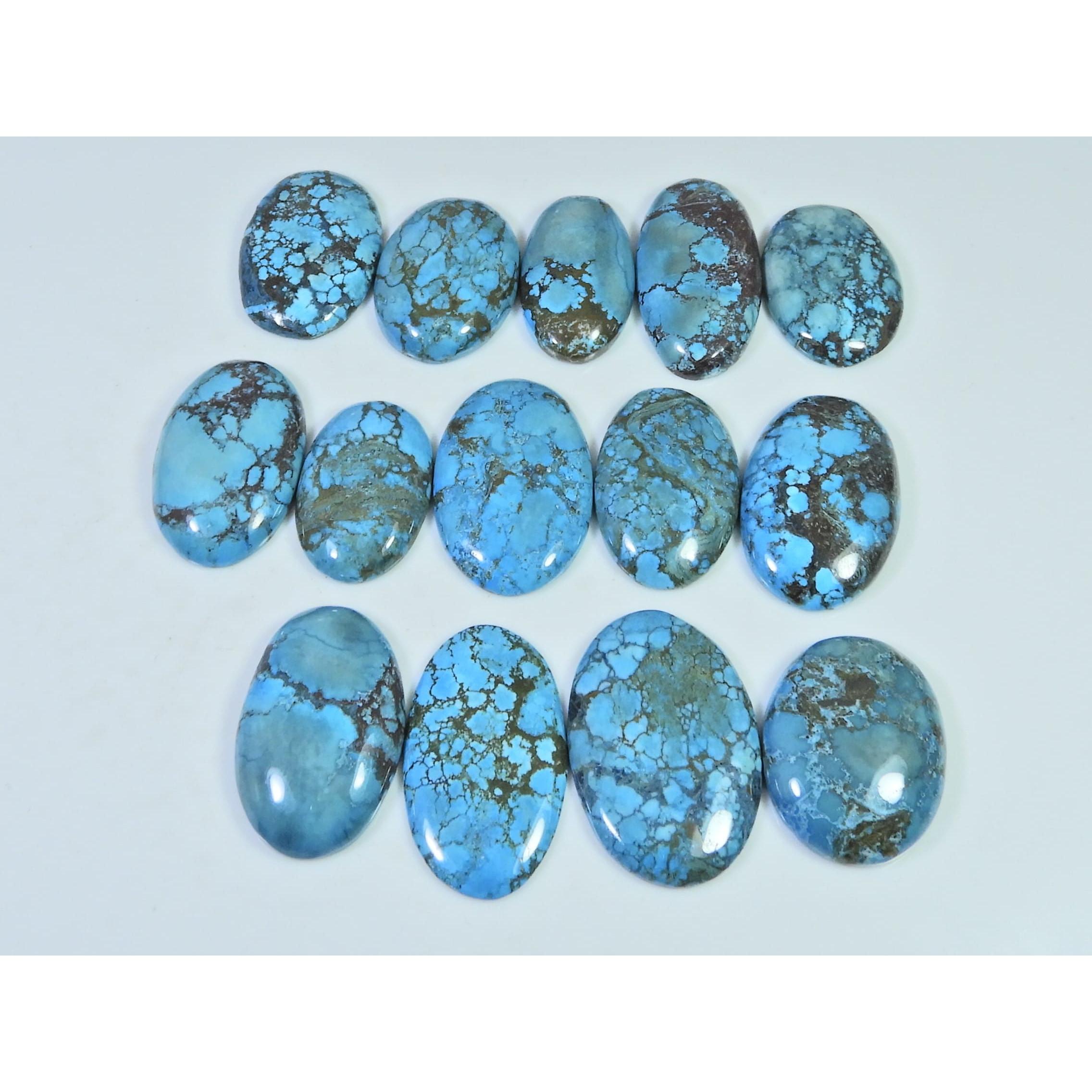 Colour Enhanced Magnesite Turquoise Oval Cabochon Loose Gemstone 14Pcs Lot C-2080