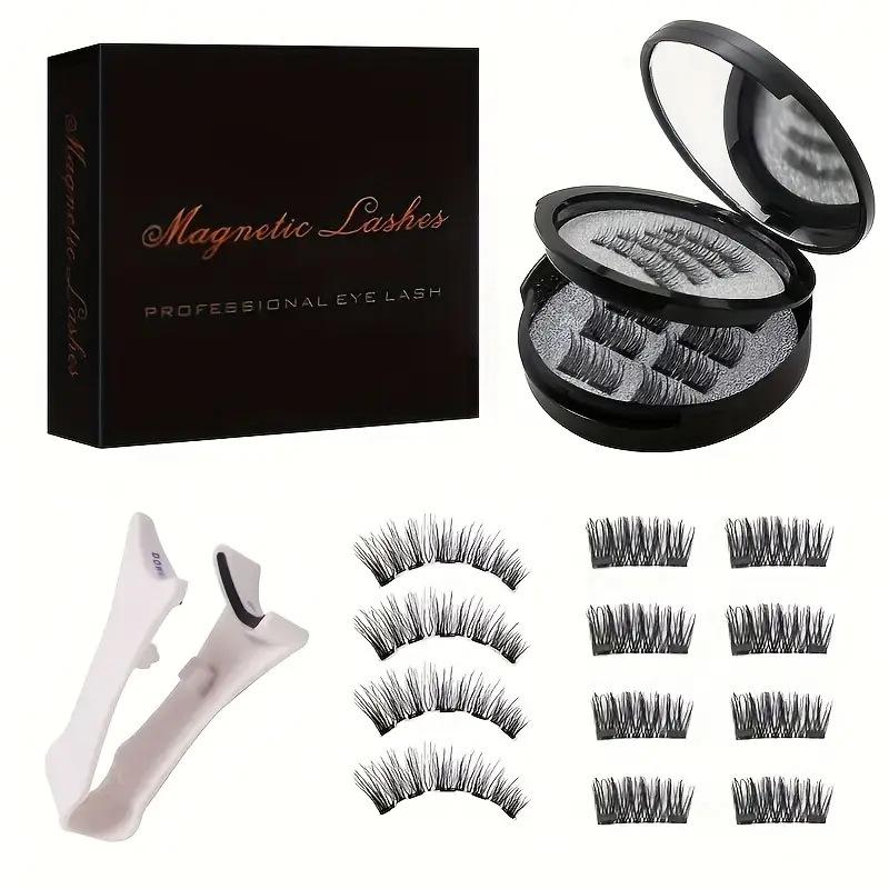 Magnetic Eyelashes Set: 3 Pairs, 12-Piece, 5 Magnets, No Glue Needed, European and American Styles