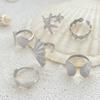 6 Piece Marine Summer Jewelry Adjustable Rings Set Starfish Shell Design Alloy Stackable Gift for Her Beach Holiday