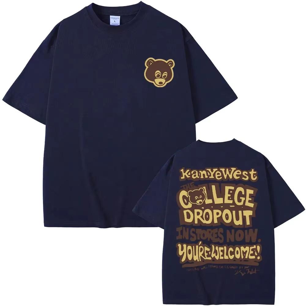 The Most Famous Kanye West College Dropout Pattern Printed Tshirt 2026 for Unisex and Women Hiphop Rap Retro Tshirt Casual Top