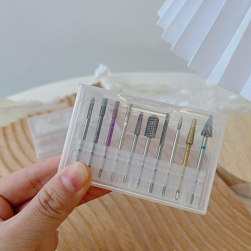 10 Holes Nail Drill Bits Storage Box Case Nail Grinding Head Holder Stand Display Cleanser Dustproof Cutter Manicure Organizer