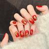 Original [Red Gold Light] New Year Red Gold Foil Wearable Press On Nails French Style Brightening Handmade Finger Nail Stickers