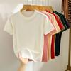 Fashion Short Sleeve Loose Knitted T Shirt Women Summer New Beading Round Neck Casual Women's T-shirt Tops Elegant Slim Fit Simple Woman Tee 26235
