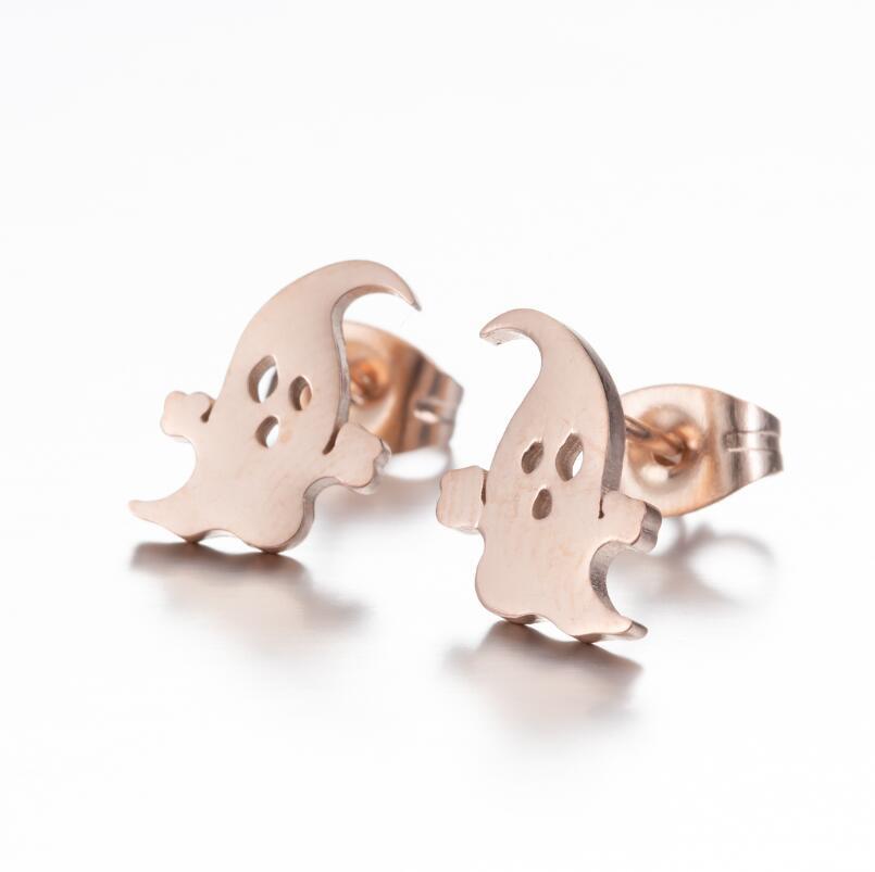 Halloween Bat Stainless Steel Stud Earrings - Minimalist Animal Design for Women, Vintage Christmas Mini Earrings