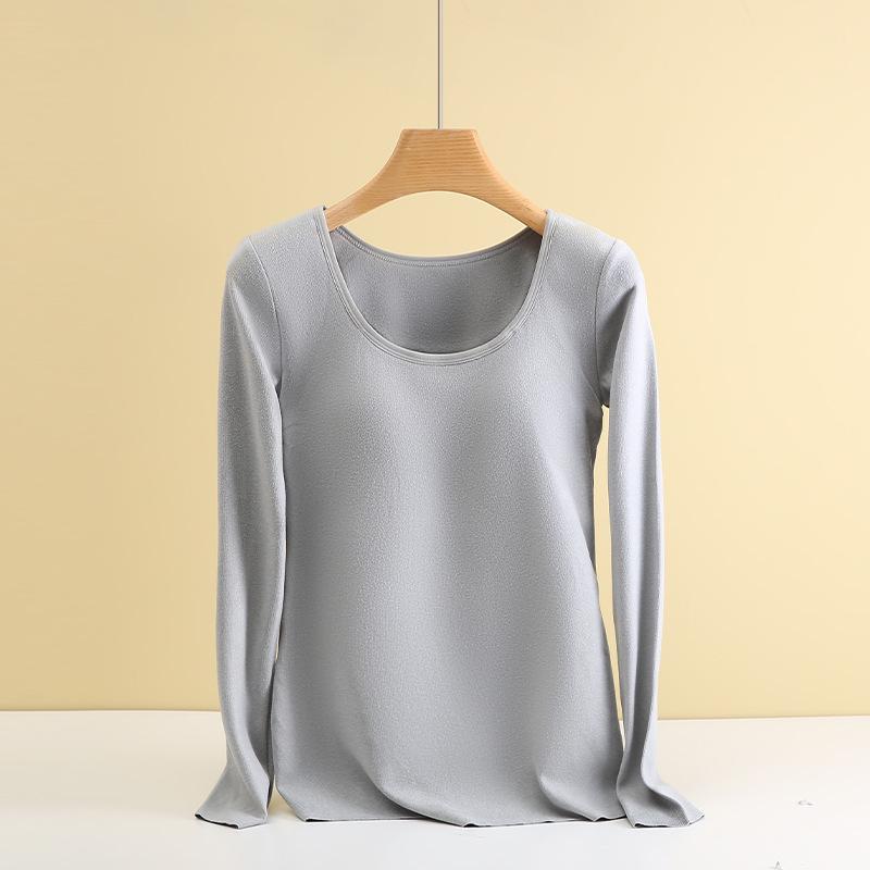 

Женское термобелье из немецкого бархата с нагрудными вкладышами: Приталенный крой, плотный бархатный топ с длинными рукавами для осени и зимы M, 37.5-47.5 kg