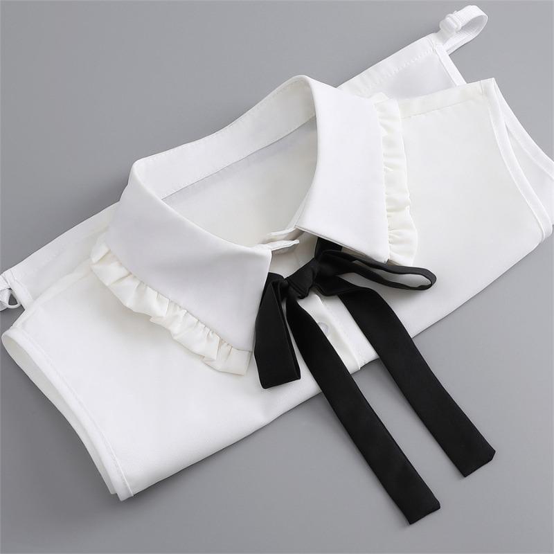 Winter Lapel Bowknots Fake Collar for Woman Vintage Detachable Shirt Collar Blouse Sweater False Collar Lapel Top Neckwear Ties