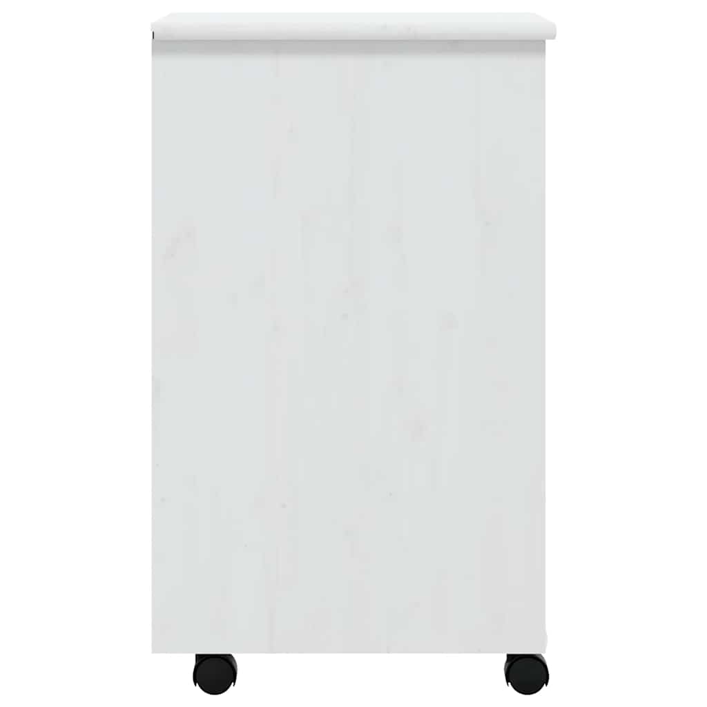 MOSS Mobile Drawer Cabinet in White Solid Pine Wood