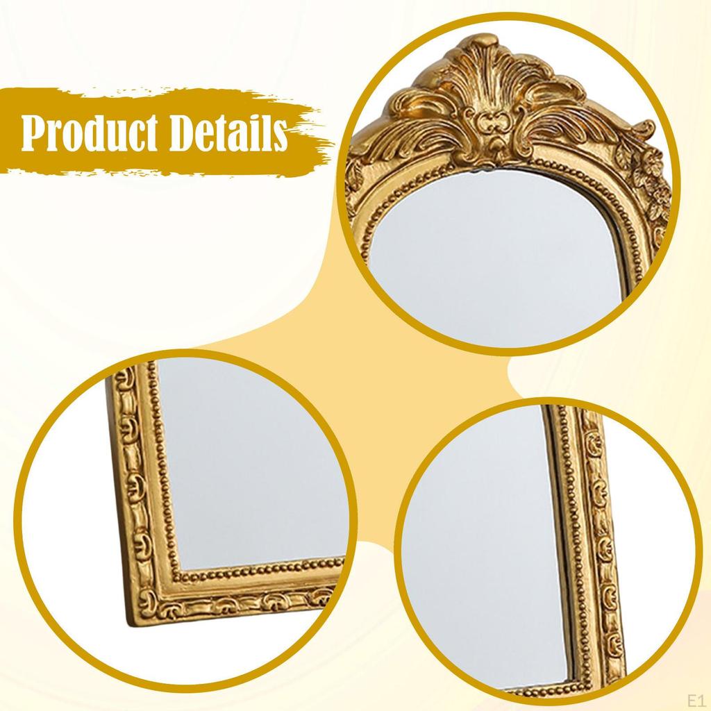 Decorative Vintage Vanity Mirror, Made of Resin, with An Arched Frame, Ideal for Parties.