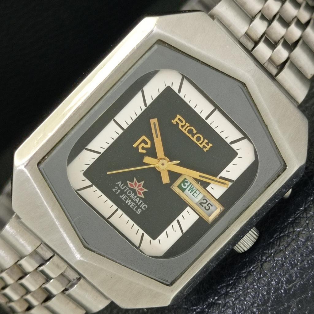 

ПОДЛИННЫЕ ВИНТАЖНЫЕ АВТОМАТИЧЕСКИЕ ЧАСЫ RICOH R31 ЯПОНИЯ МУЖСКИЕ ЧАСЫ С ЧЕРНЫМ ЦИФЕРБЛАТОМ a500603-5 R153-a500603