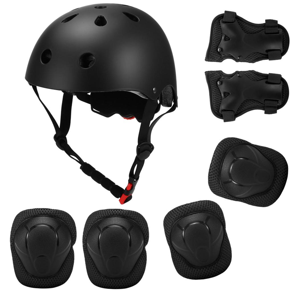 Kids 7 In 1 Helmet and Pads Set Adjustable Kids Knee Pads Elbow Pads Wrist Guards for Scooter Skateboard Roller Skating Cycle