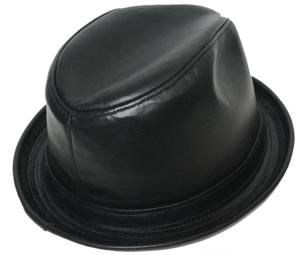 [New York Hat] 9204 Lambskin Fedora (Black, L)