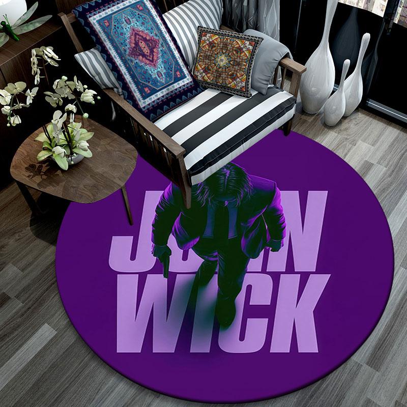 John Wick Pattern Round rug,Carpet Rug for Living Room Bedroom Playroom ,Non-slip Floor Mat,Holiday Gifts and Birthday Gifts.