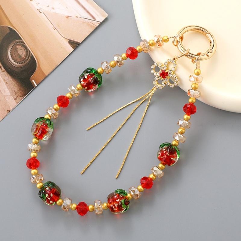 Elegant Handmade Beaded Keychain Pendant Mobile Phone Chain Strap Fashion Cellphone Rope Women Telephone Lanyard Jewelry