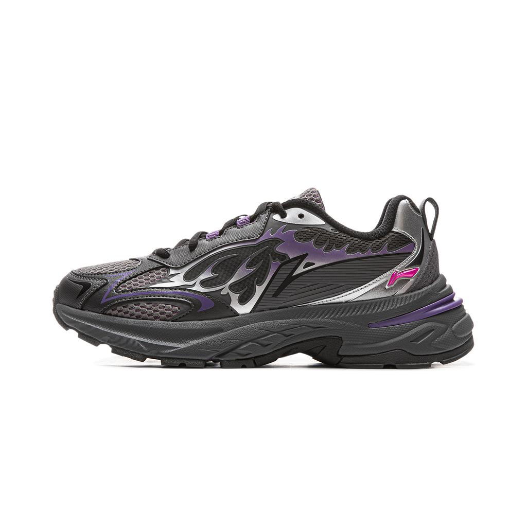 New LOL X LiNing Shock Absorbers Slip Resistant Abrasion Resistant Low Top Chunky Sneakers Men's Gray AGCV275-3