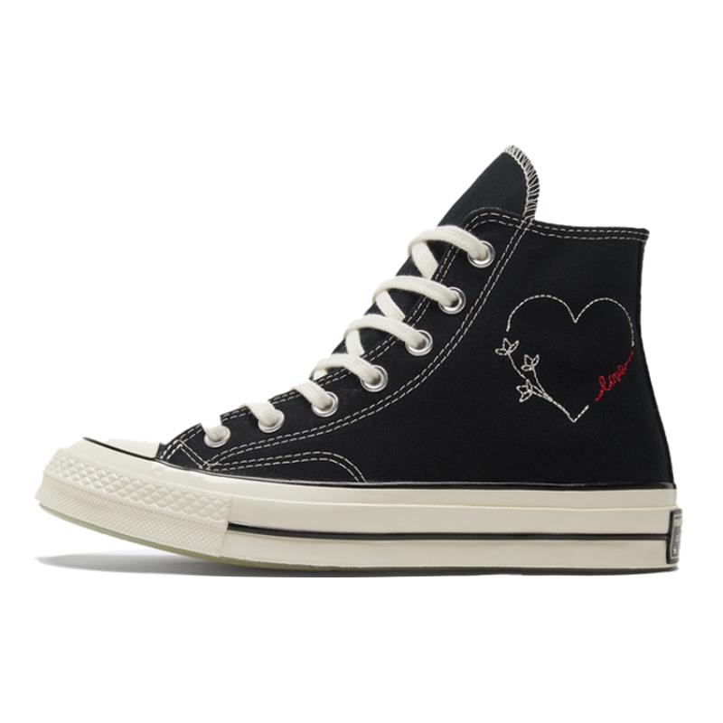 Converse Chuck 70 Chuck Taylor All Star Hi Heart Letter Print Vintage High-Top Canvas Shoes Unisex Black