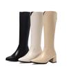 Women's High-heeled Boots Autumn and Winter Temperament Versatile Thick Heel Solid Color Large Size Medium Boots