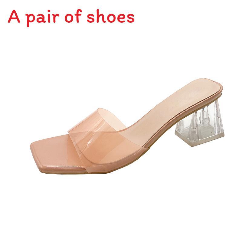 Modern Transparent Crystal Slippers For Women Summer High Heel Open Toe Wedding Shoes