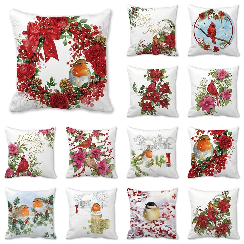 Christmas Theme Atmosphere Printed Pattern Cushion Cover Home Living Room Sofa Decorative Pillow 45x45cm