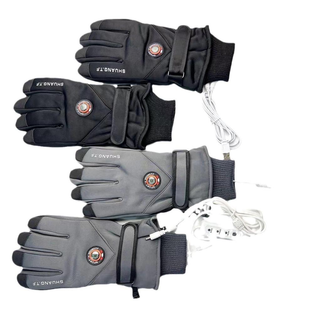 Luvas de Esqui com Touchscreen Aquecidas por USB para Esportes de Inverno e Ciclismo ao Ar Livre