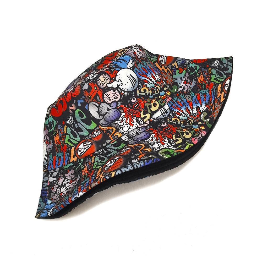 Cappello a secchiello con motivo graffiti alla moda per uomo e donna, estivo, per esterni, protezione solare, decorazione Hiphop, Panama, unisex, cappelli da pescatore