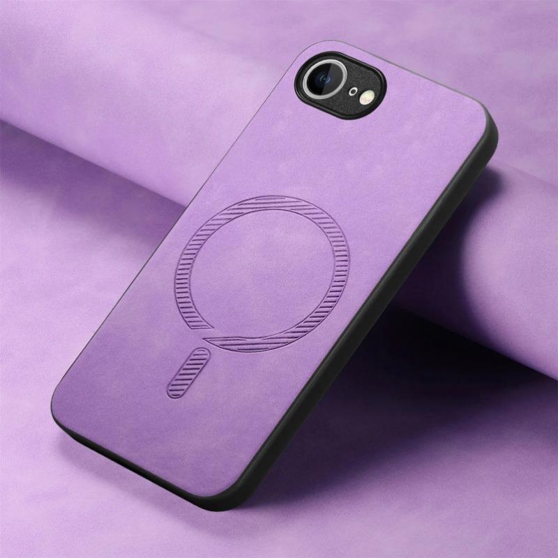 

Для iPhone 16e чехол 16 E роскошный деловой кожаный для Magsafe магнитная беспроводная зарядка противоударный задний чехол для iPhone 16E SE4 2025 Shell iphone 16E фиолетовый