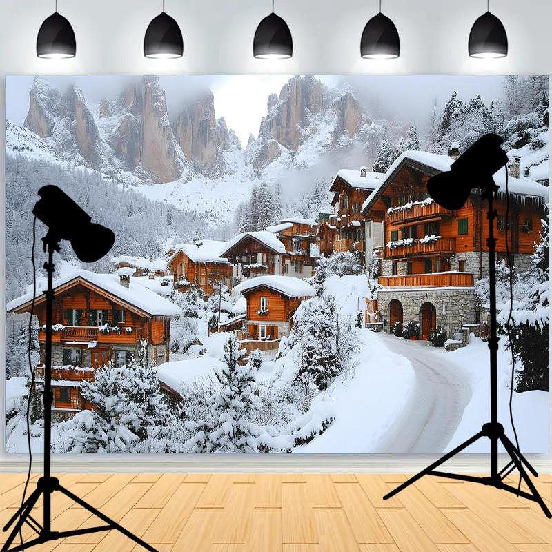 Winter Snow Scene Pine Tree Forest Background Christmas Party New Year Decor Children's Photography Photo Studio Backdrops SO-13