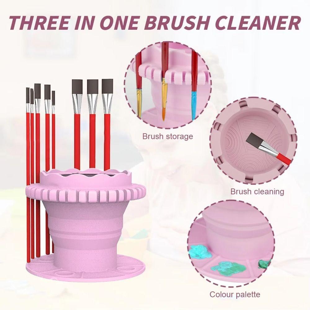 Foldable Silicone Paint Cleaner Box with Hanging Hole 2-in-1 Brush Holder  Beauty