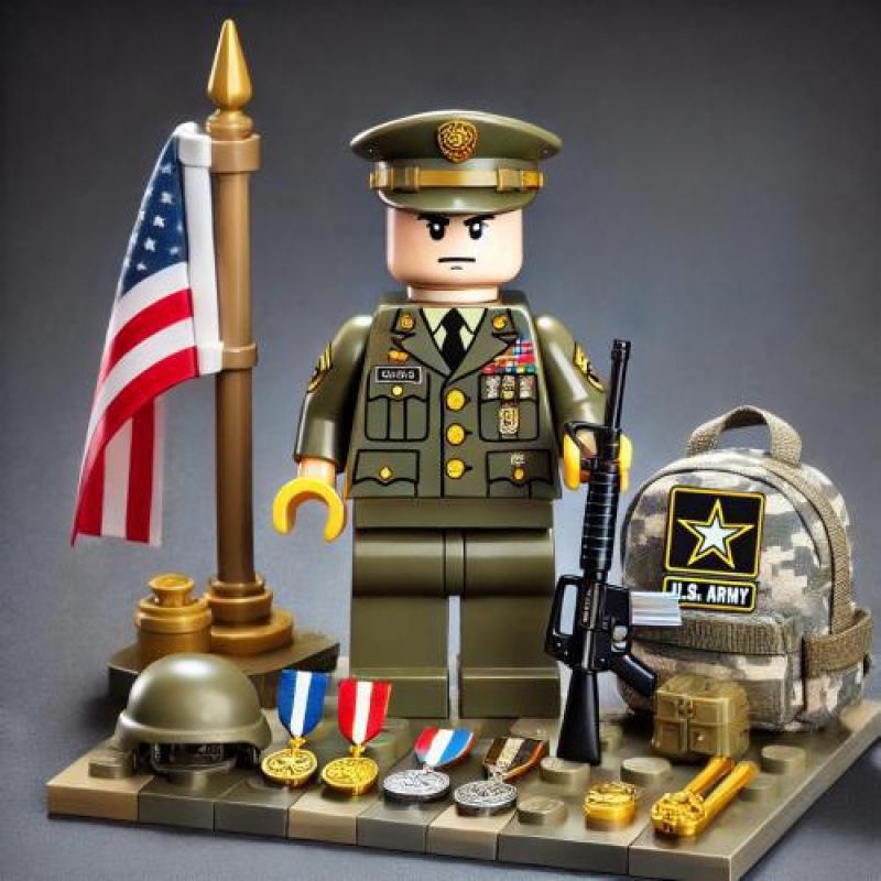 Compatible Lego small particle building block military ornament puzzle assembly toy soldier scene doll building block