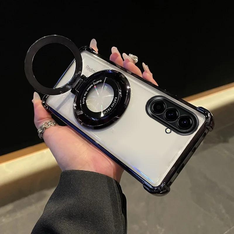 

Для Samsung A56 Чехол Роскошный Гальванизированный С Подставкой Противоударный Прозрачный Чехол Для Samsung Galaxy S25FE S25edge A06 A16 A26 A36 A17 A55 Чехол A05