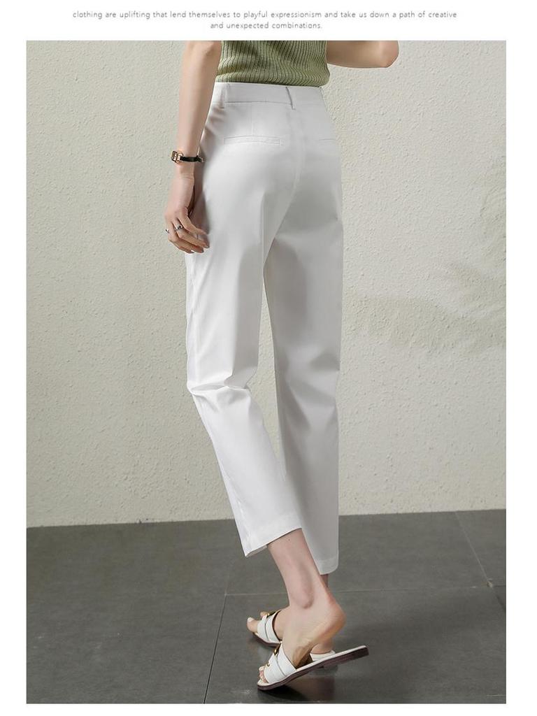 2024 Women's High-Waisted Slim Fit Summer Cigarette Pants - Nine-Point Casual Straight-Leg Design
