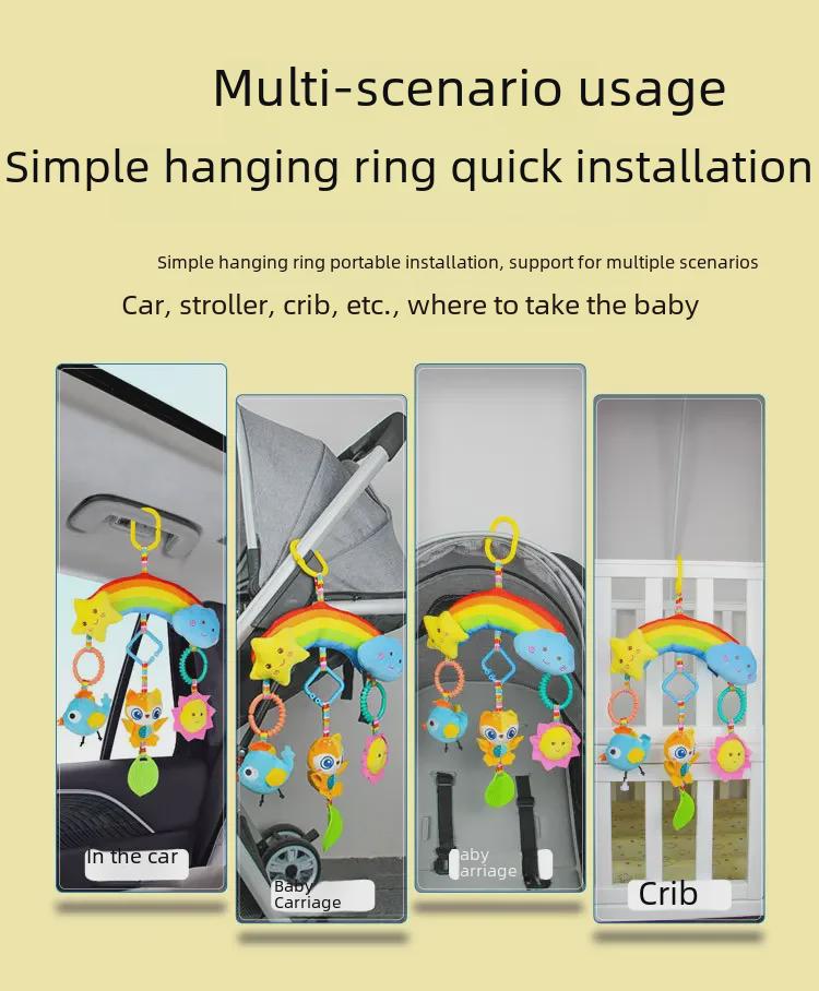 Aipinqi Rainbow Hanging Plush Car Toy and Baby Crib Rattle