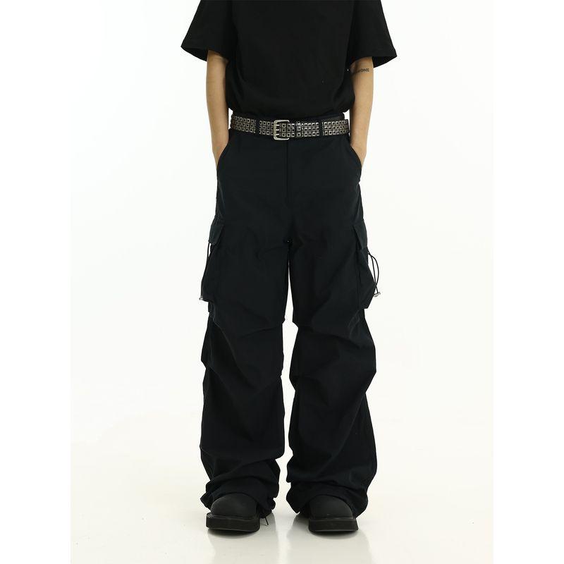 American-Style Functional Paratrooper Overalls Men's Pleat Design Pants High Street Ruan Handsome Straight Loose All-Match Casual Pants