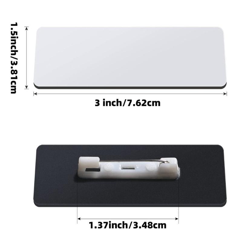 8Pcs Blank Name Badge with Pin for Heat Transfer Unfinish Name Badges with Pin Sublimation Name Badges for Offices