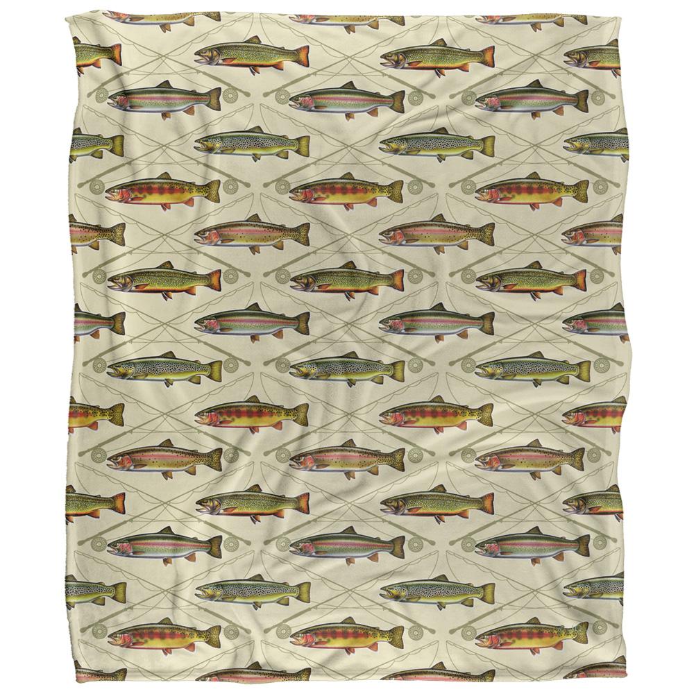 JQ Licensing Silky Trout Crossed Fishing Rods Supersoft Blanket