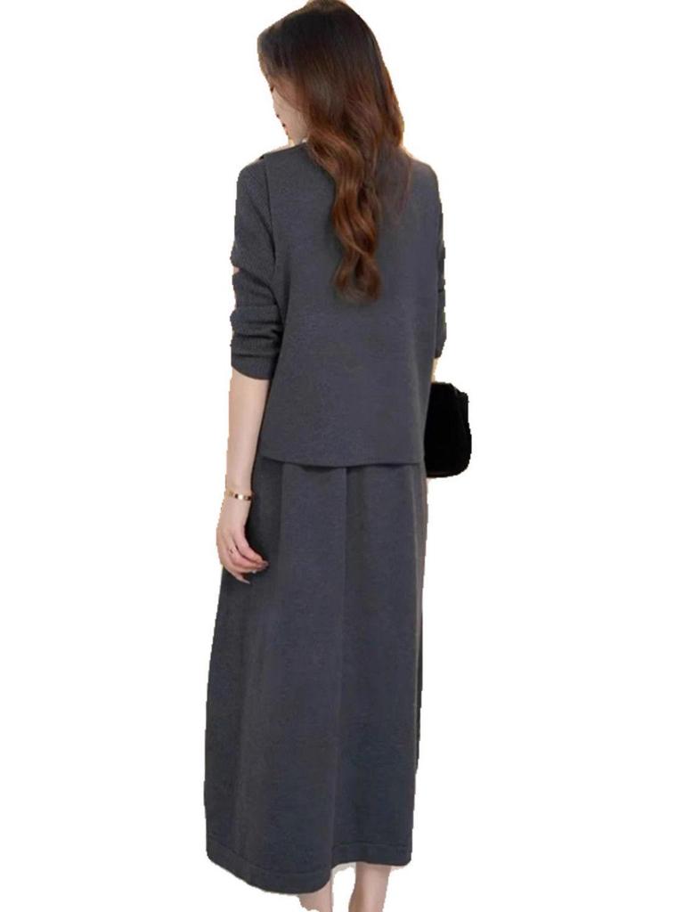 Set elegant tricotat din lână în două piese pentru femei, pentru toamnă/iarnă