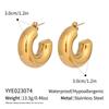 18K Gold Stainless Steel C-Shaped Hoop Earrings - Fashionable, Non-Fading, Versatile Women's Jewelry 