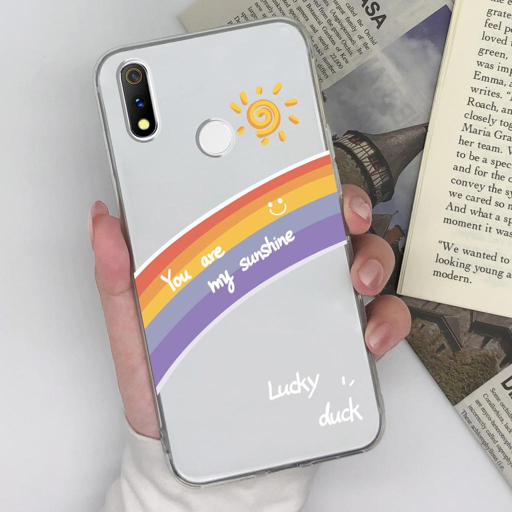 For Oppo Realme 3 V3 V5 X X2 X7 5 5i 6 6i 7 8 9 Pro Phone Case Beautiful Rainbow Astronaut Pattern Transparent Silicone Dustproof Shell For Oppo Cover