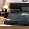 Warm Soft Crystal Velvet Fitted Bed Sheet Washable Non-slip Mattress Cover King Queen Size Solid Color Thick Quilted Mattress Protector Bedding