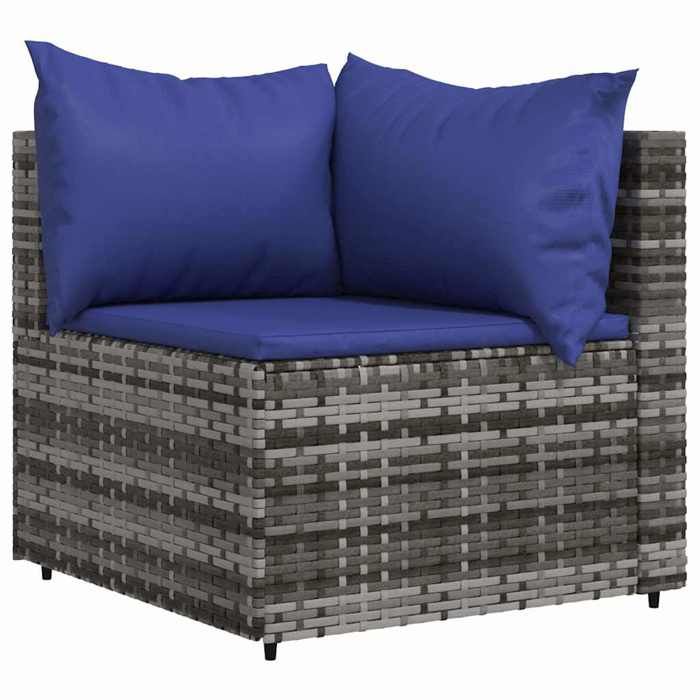 VidaXL Canapés d'angle de jardin et coussins 2 pcs gris résine tressée, canapé, canapé de jardin, canapé d'angle sectionnel, 319842