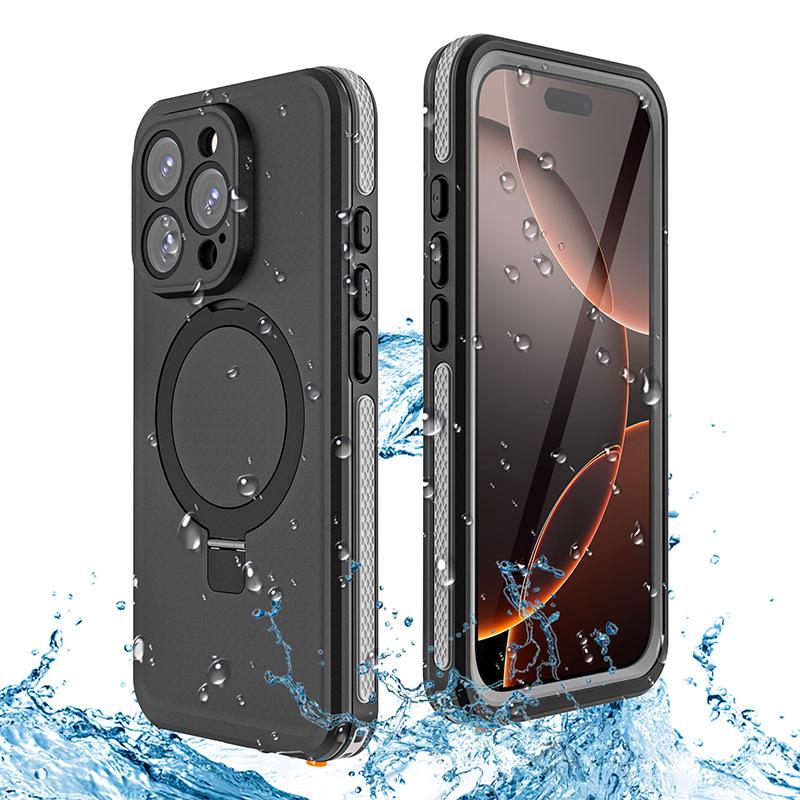 TB Series iPhone 16 Waterproof Case with Magnetic Stand and Drop Protection