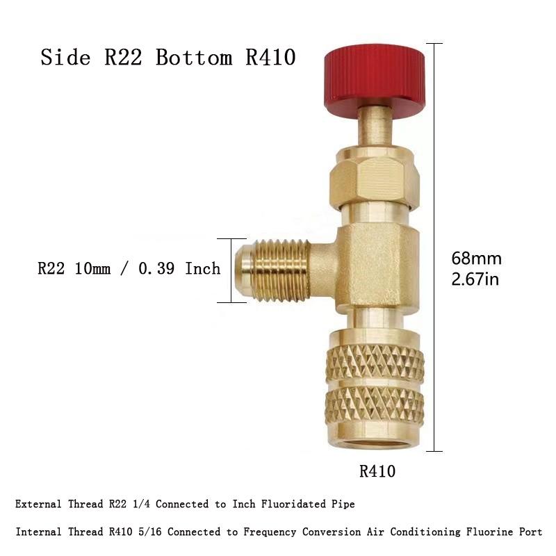 

1PC Air Conditioner R410 Brass Control Safety Liquid Valve R22 1/4 Refrigeration Charging Valve Copper Adapter R22
