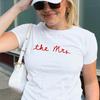 Bride Baby Tee Shirt, Custom Bridal Top, The Mrs Tee, Bachelorette Outfit, Wedding Day Shirt, Minimal Bride Tee, Fitted Top