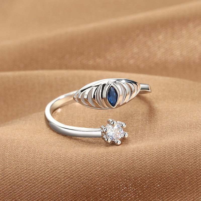 Cubic Zircon Turkey Evil Eye Ring 18k Gold Color Plated Adjustable Open Ring for Women Amulet Islamic Jewelry Gift