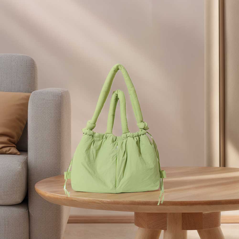 

Shoulder Bag for Women Adjustable Strap Hobo Bag Nylon Solid Backpack Large Capacity Puffy Purse for Shopping Travel світло-зелений колір