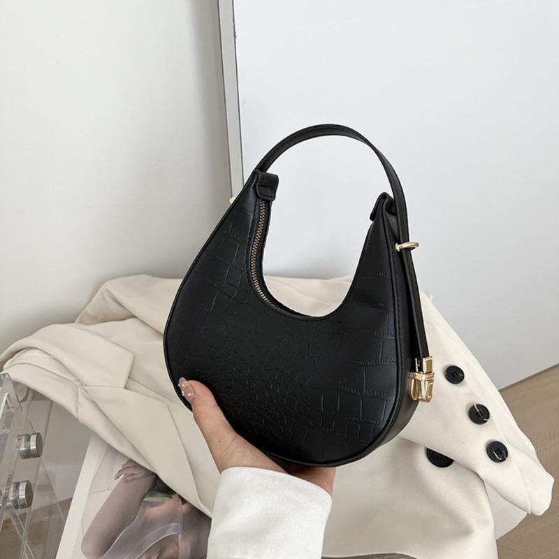 Shoulder Bags For Women Solid Color Trendy Simple Cute Tote Handbag With Zipper Closure
