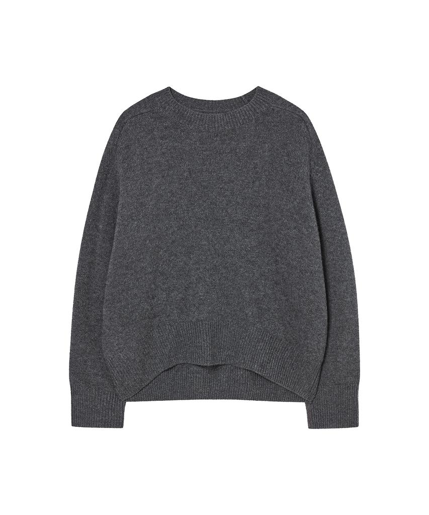 JE NE SAIS QUOI Loose Fit Crew Neck Cashmere Knit_ Charcoal