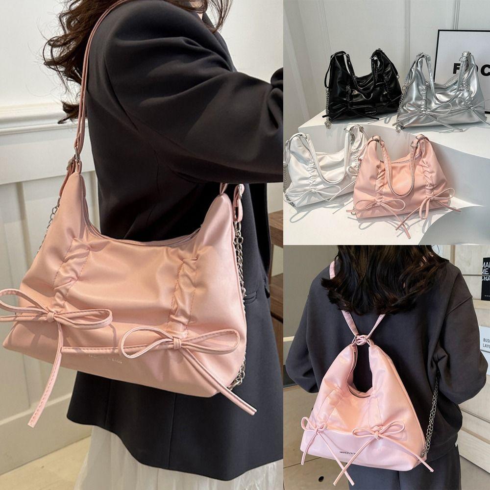 Zipper Bowknot Shoulder Bag Handbag Girl Crossbody Bag Elegant Bow Tote Bag Streetwear